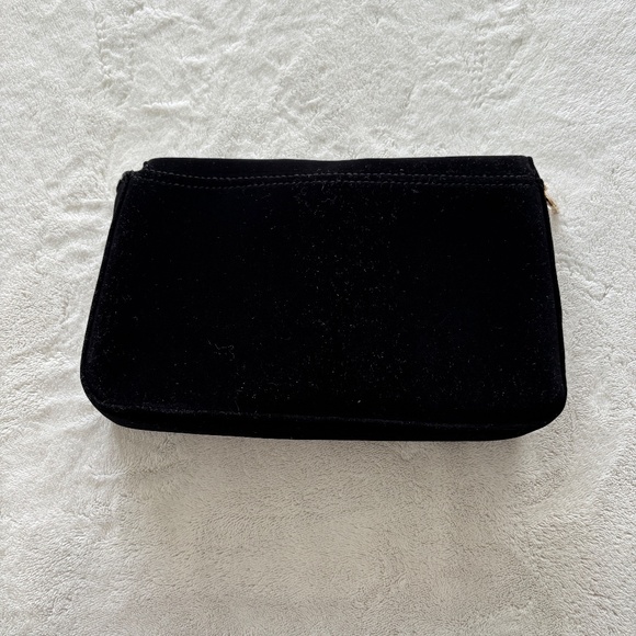 Jimmy Choo Black Velvet Shimmer Crossbody Evening Clutch with Chain - Picture 9 of 9